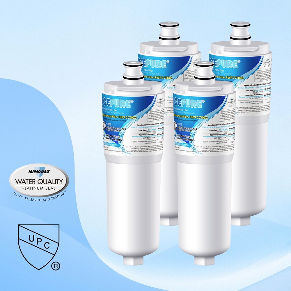 4 Pack Icepure 640565 EVOLFLTR10 AP3961137 WHKF-R-Plus Comparable Water Filter