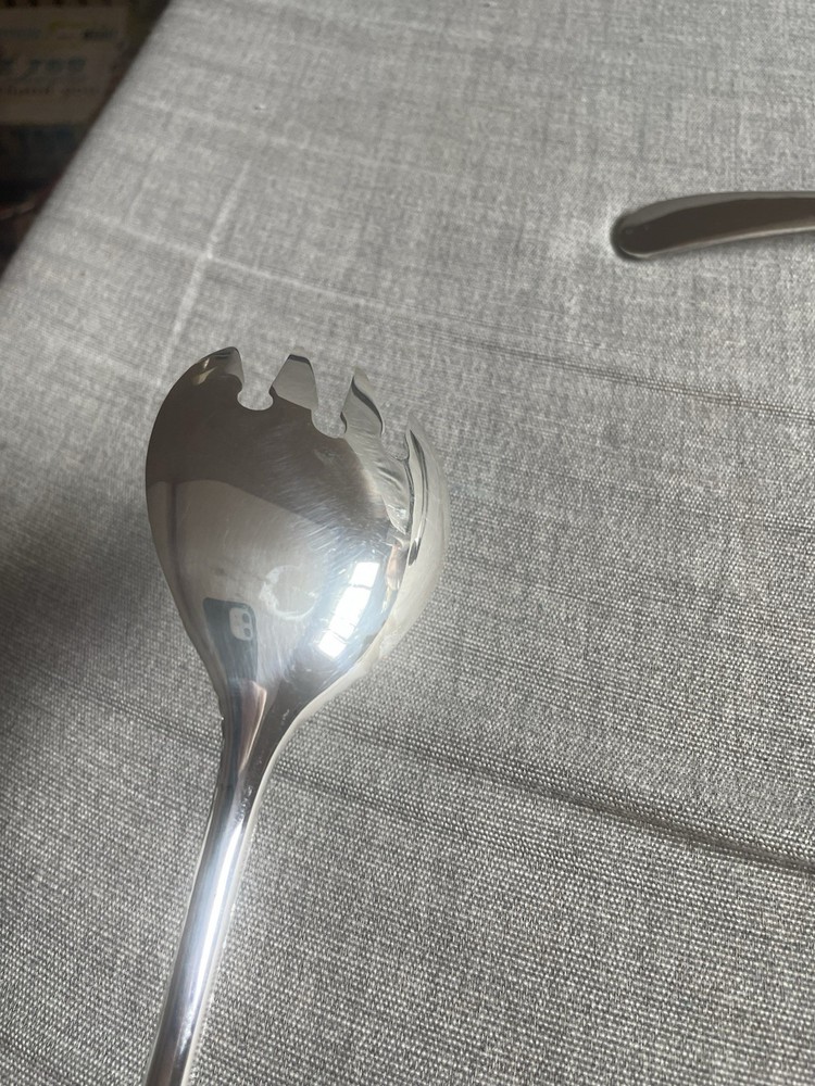 Italy Silver Plated Solid 9”Serving Set Salad Spoon and Fork Italian Vintage EUC