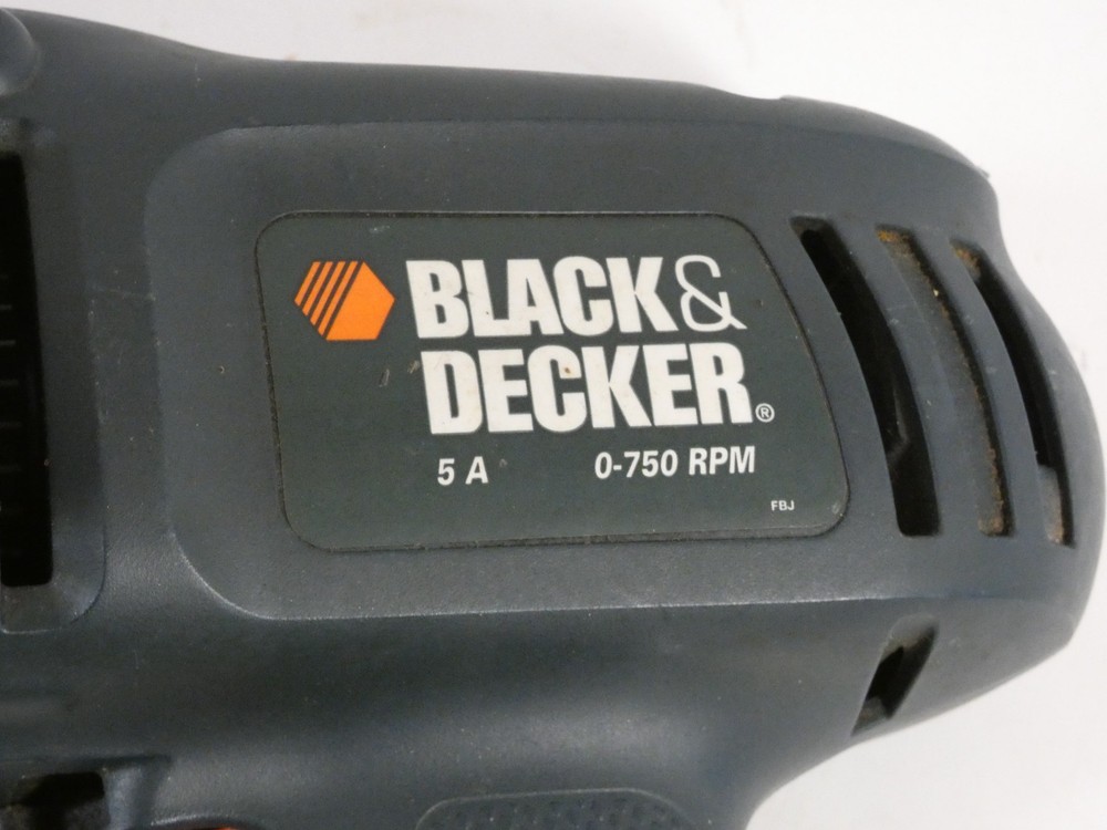 BLACK & Decker 1/2" Drill Model #DR500 Jacobs Keyed Chuck 5A Var Spd Rev TESTED