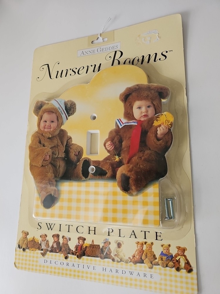 Anne Geddes Nursery Light Switch Plate & Drawer Pulls Yellow NEW