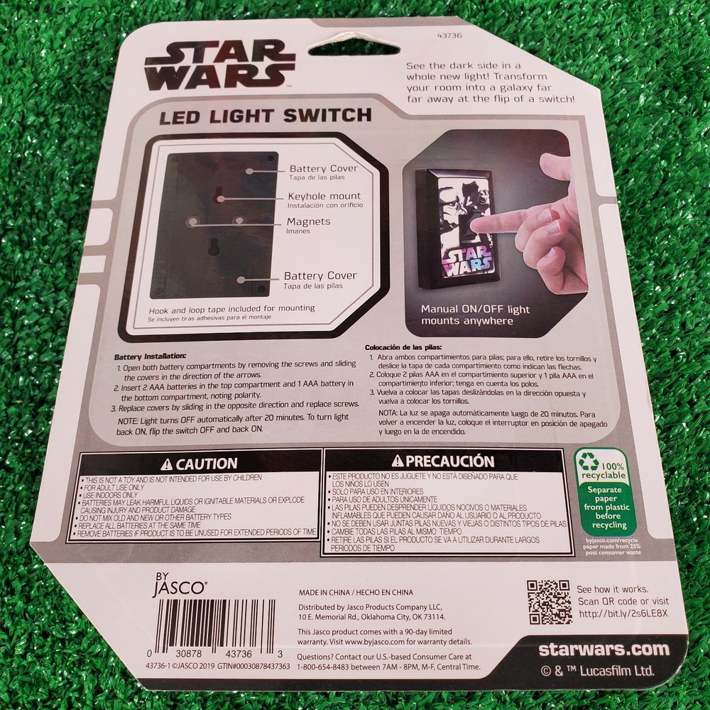 Star Wars Switch LED Night Light, Manual On / Off Switch New