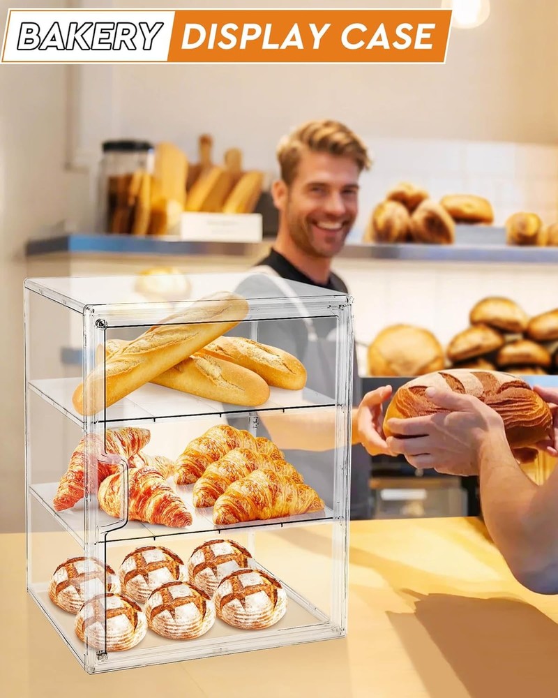 Pastry Display Case,Bread Box for Kitchen Countertop,4-Layer transparent