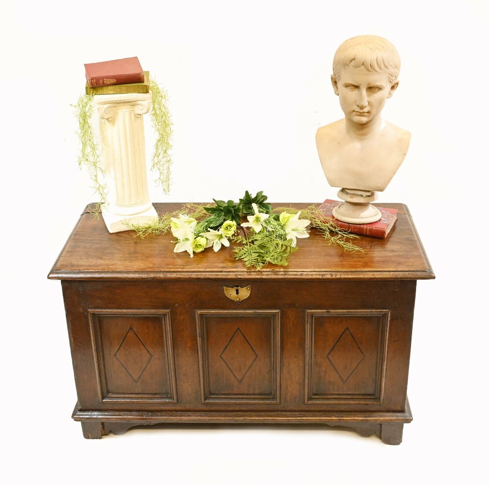 Antique Oak Coffer Chest 17th Century Box