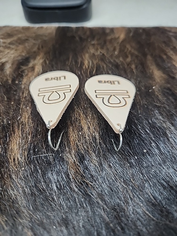 Libra Zodiac Handmade Leather Teardrop Earrings