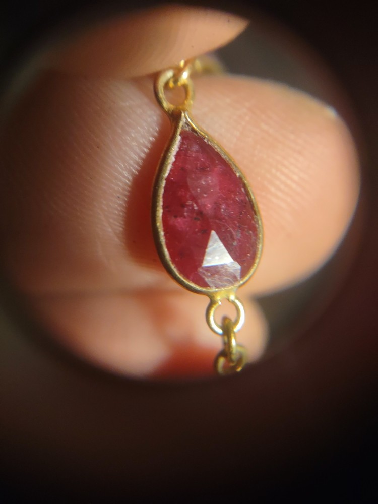 11.8 Grams 18" Natural Ruby Sterling Silver 925 Chain Necklace
