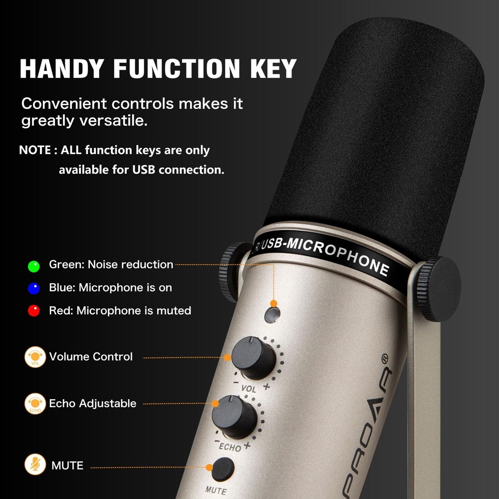 USB/XLR Podcasting Dynamic Microphone,Professional USB Gaming Microphone for ...