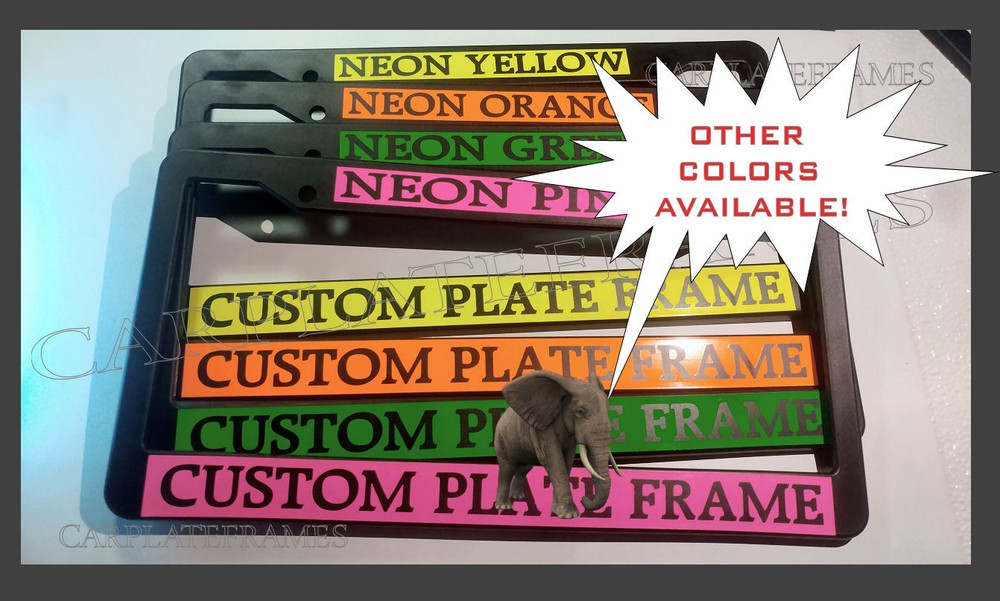 GOLD METALLIC TAG HOLDER CUSTOM TEXT WORDING CUSTOMIZED License Plate Frame