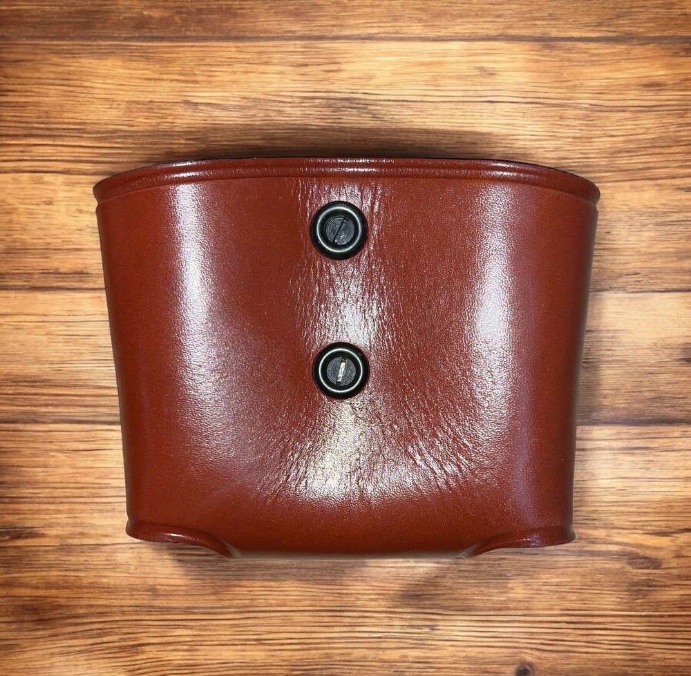 Brown Leather Magazine & Flashlight Pouch for 9mm GLOCK Double Stack