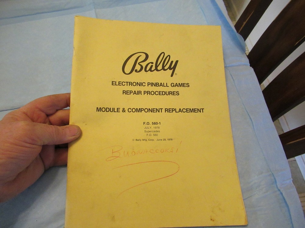 BALLY ELECTRONIC PINBALL GAMES REPAIR PROCEDURE MODULE & COMPONENT REPLACE 1978