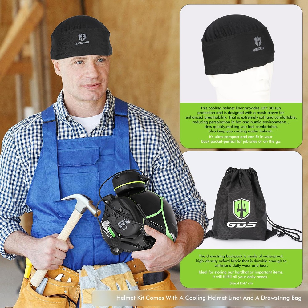 Vented Hard Hat with Visor and Bluetooth Ear Muffs for Construction Safety