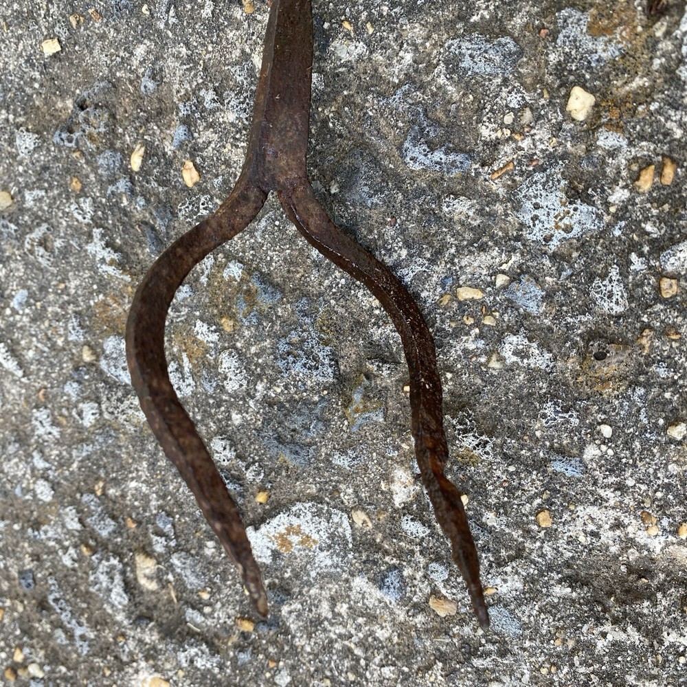 Vintage Wrought Iron Fireplace Poker Hook Tool, 32.25", Primitive, Rustic