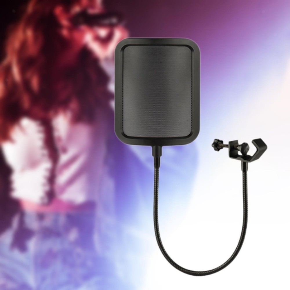 Mic Pops Filter Microphone Isolation Shield Handheld Mic Shield Curved Metal