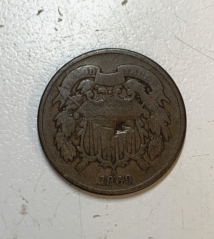 1869 Copper Two Cent Piece  #832