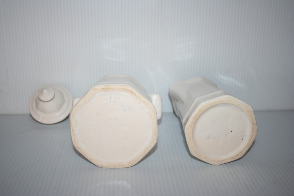 Pfaltzgraf Heritage White Creamer & Sugar Set Lighthouse Style 8 Panel EUC