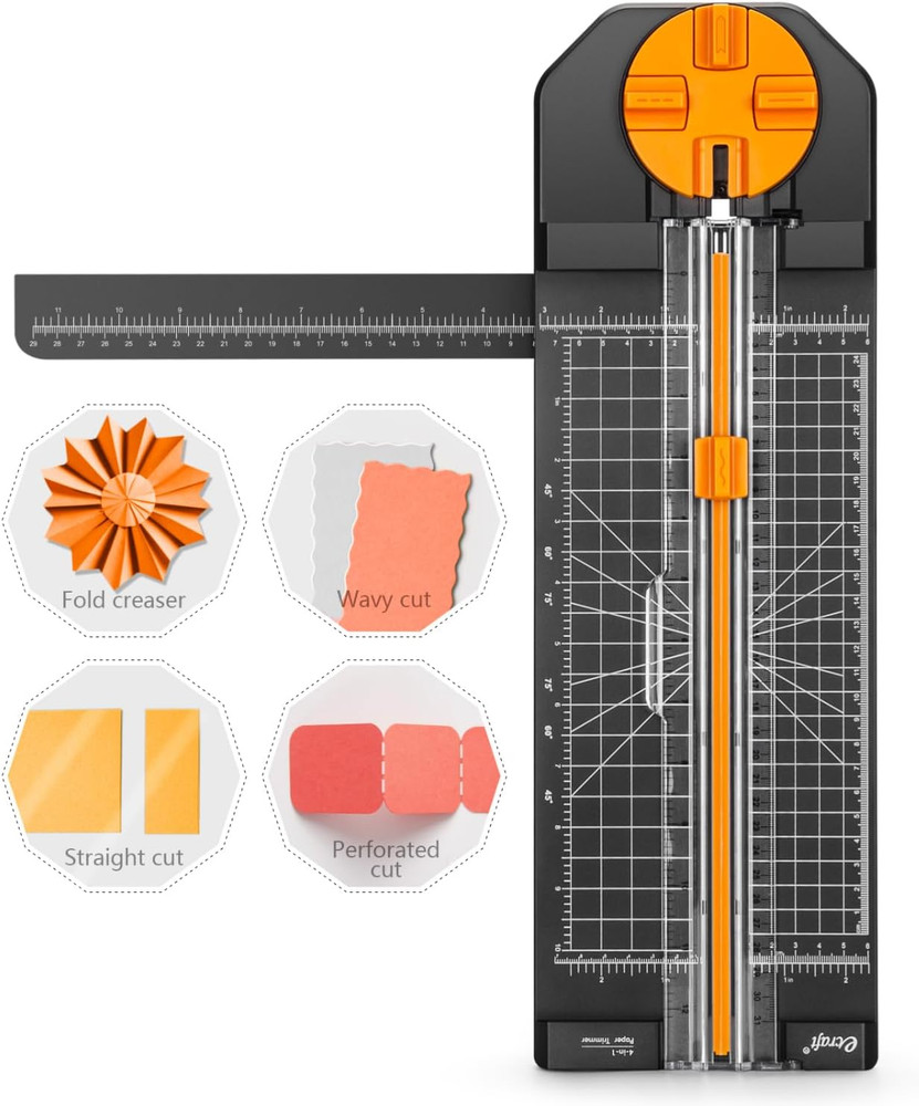 4-In-1 Paper Cutter - 12" Paper Trimmer Multi-Function Scrapbooking Tool with St