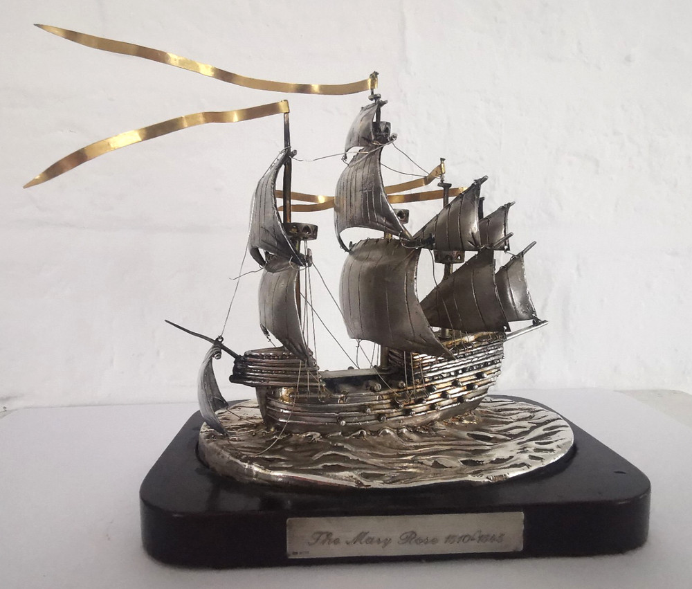 Solid Silver Mary Rose Ship Model - Birm. 1981
