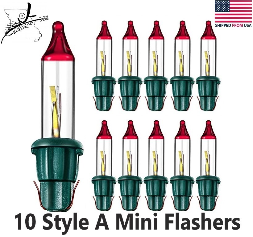 10 Style A Mini Bulb Flasher Flashers Christmas Tree Lights Replacement 2.5v .42