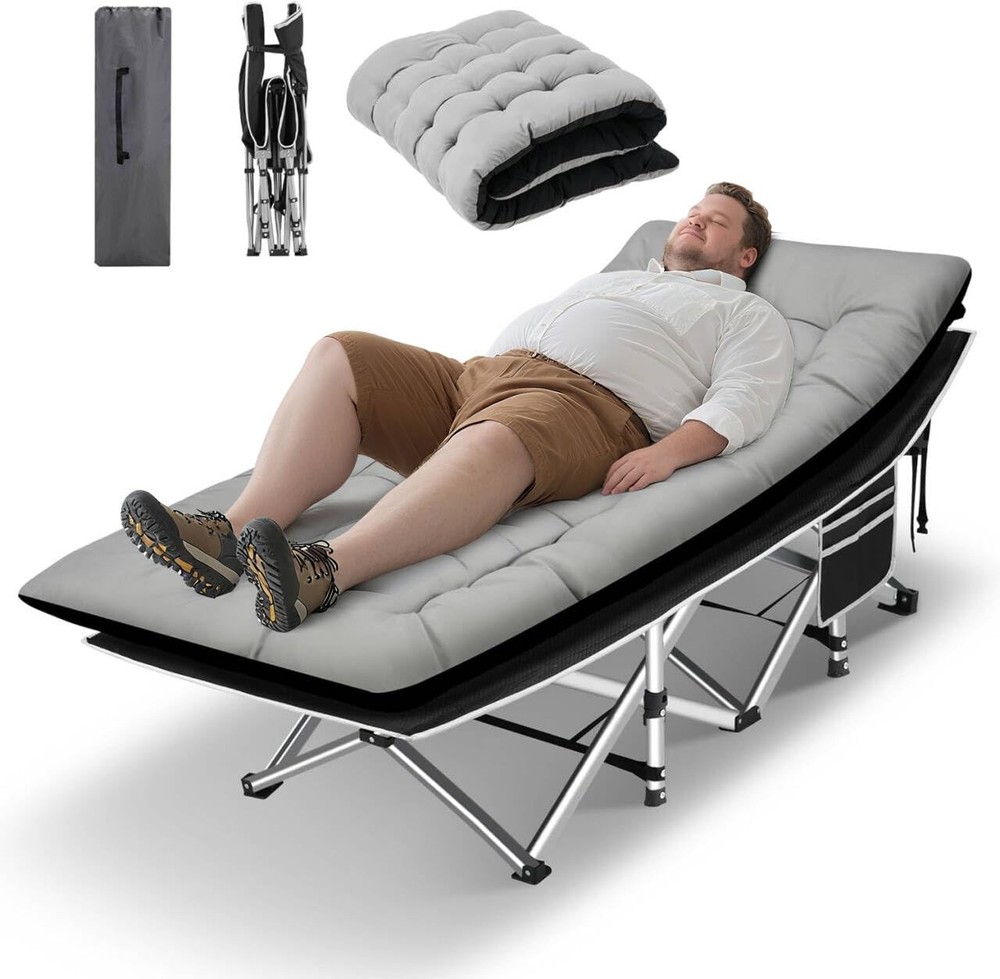 Camping Cots for Adults with 600lbs Load Capacity, Folding Camping Cot with M...