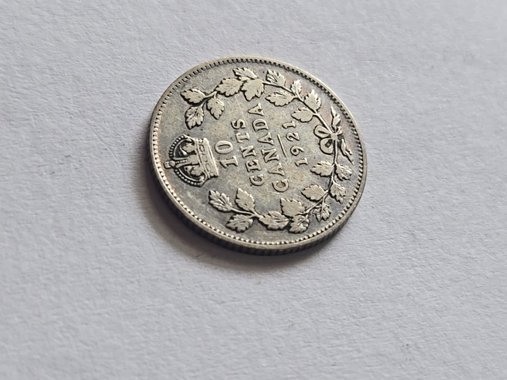 1921 Canada Silver 10 Cent F Fine Condition #902