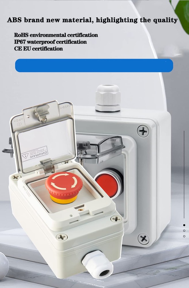 Stop Button with Box Stop Switch with Plastic Box e-Stop Button Box Push Butt...