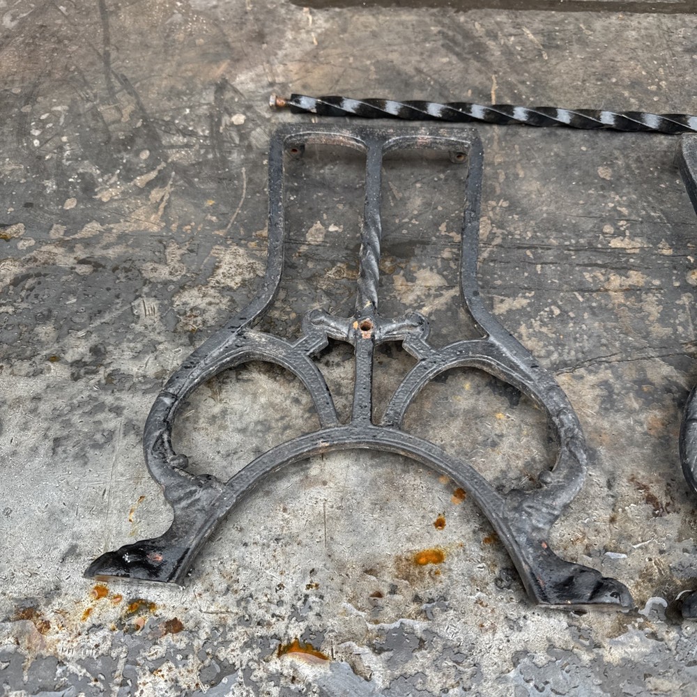 Antique Cast Iron Hardware Bench Stool Base Ends Legs