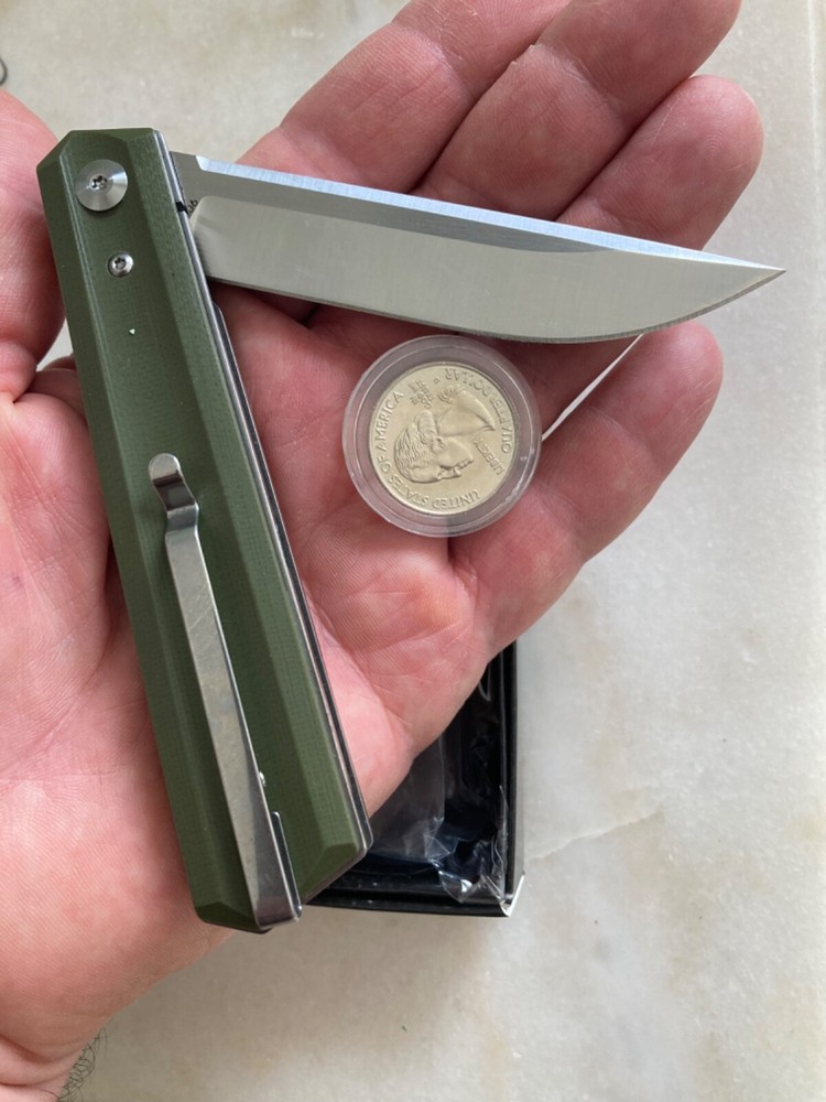 NEW VORTEX APACHE OLIVE FLIPPER POCKET KNIFE LOCK D2 PLAIN BLADE FAST BALL EDC