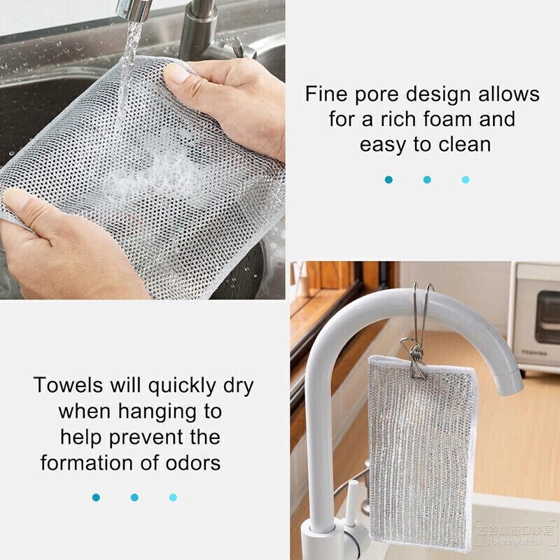 Multipurpose Wire Dishwashing Rags Rust Removal Cleaning Cloth Kitchen