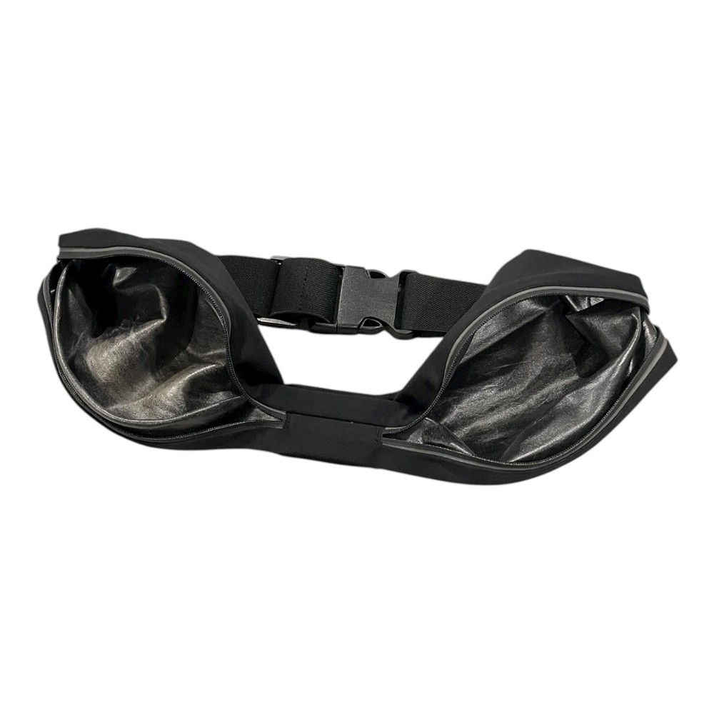 Black Running Belt Waterproof Zipper Pockets Adjustable Strap