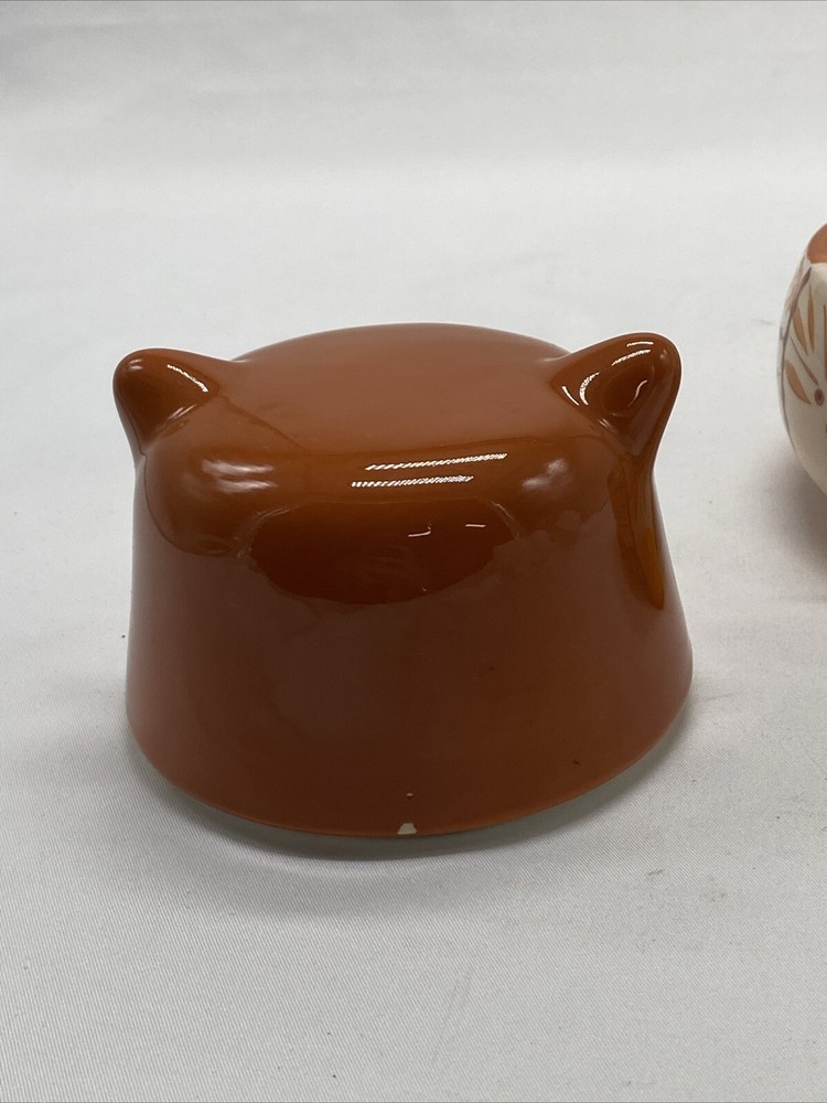 Temptations Orange Owl Ceramic Nesting Measuring Cup Set Old World