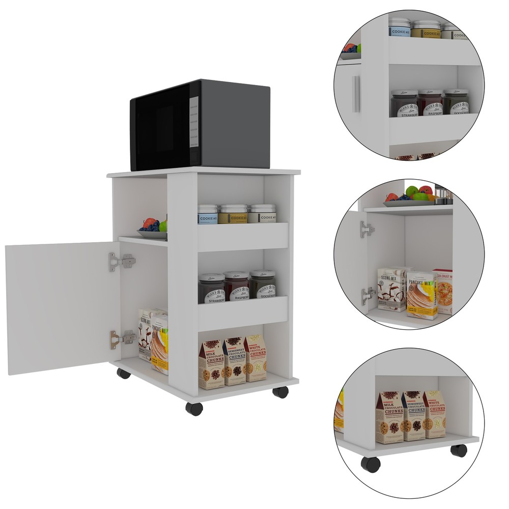 Correy 4-Shelf Microwave Cabinet with Caster White