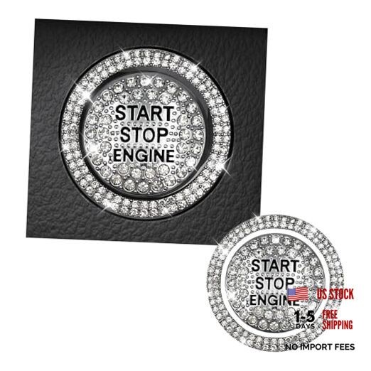 Bling Car Push Start Button Sticker, Sparkling Rhinestones Fully Protect White