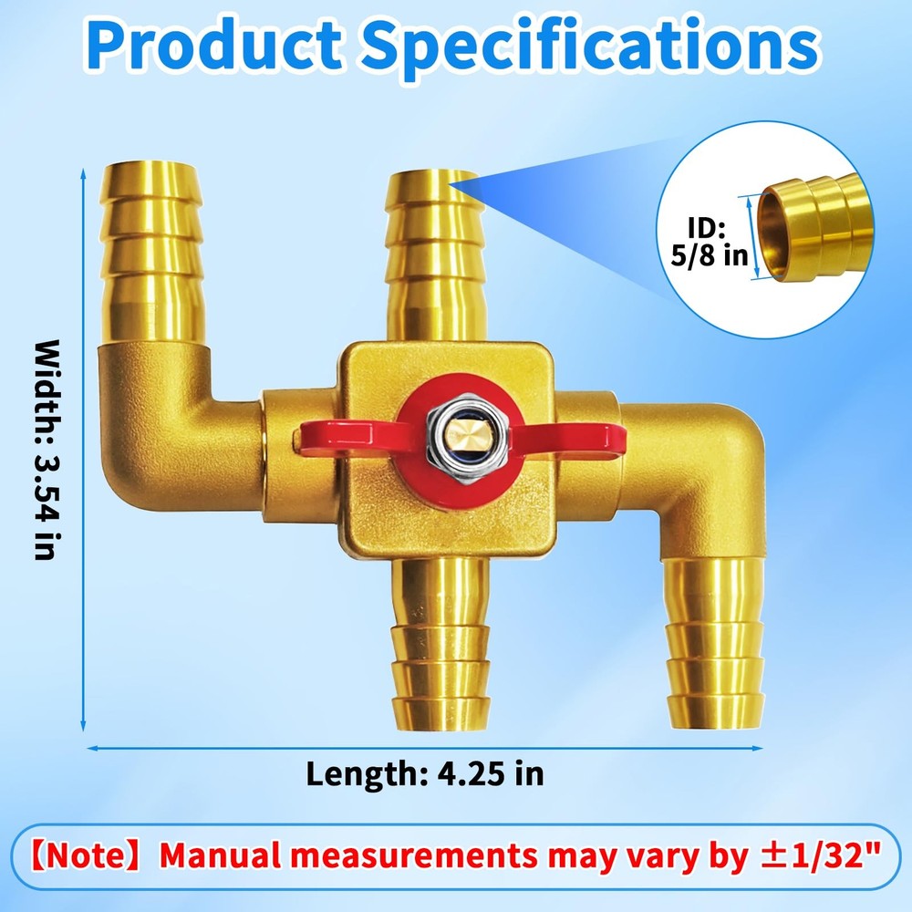 Solid Brass 5/8'' 4-Way Heater Control Valve, Automotive Bypass Kit