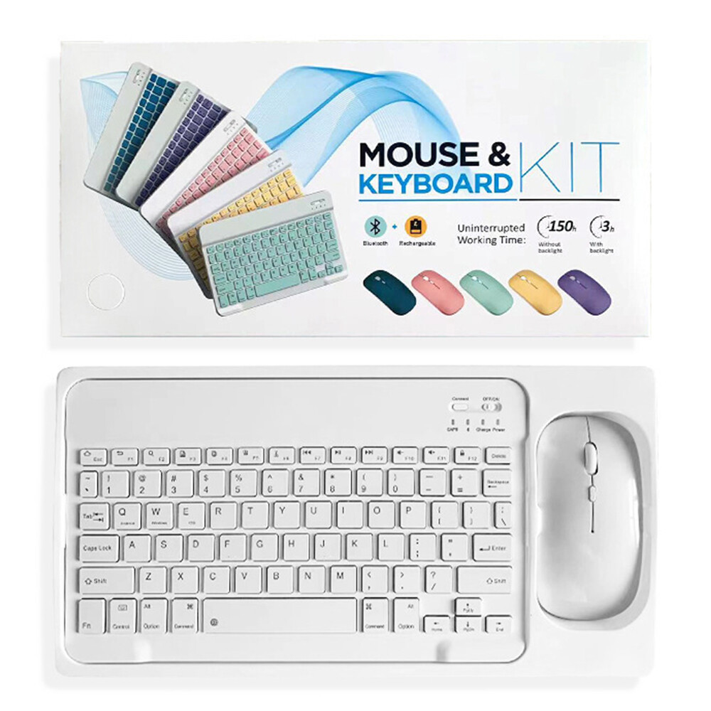 10" Mini Slim Bluetooth Wireless Keyboard and Mouse Set Mat For iPad Windows