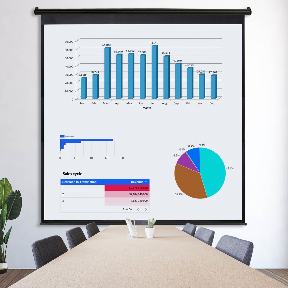 120'' Projector Screen Projection Screen Manual Pull Down HD 1:1 Format Black