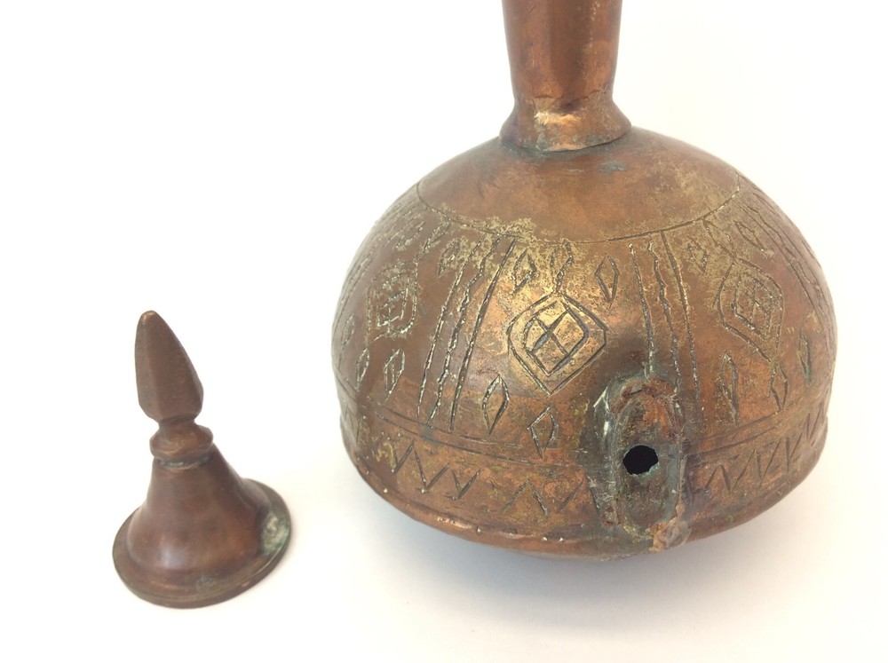 Copper Metal Broken Top Islamic Design Vessel Container Decorative