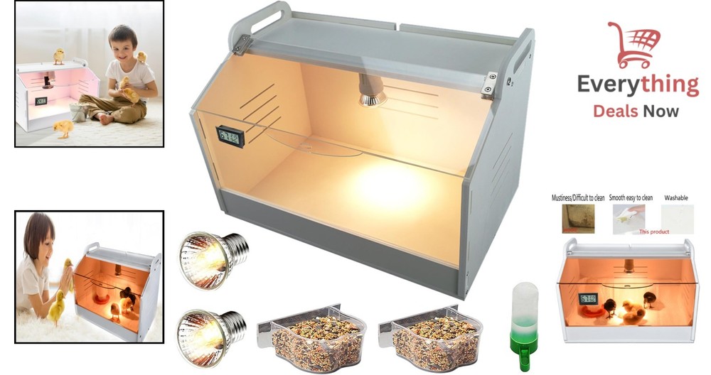 Intelligent Chick Brooder Box with Heat Lamp & Digital Temp Display Starter Kit