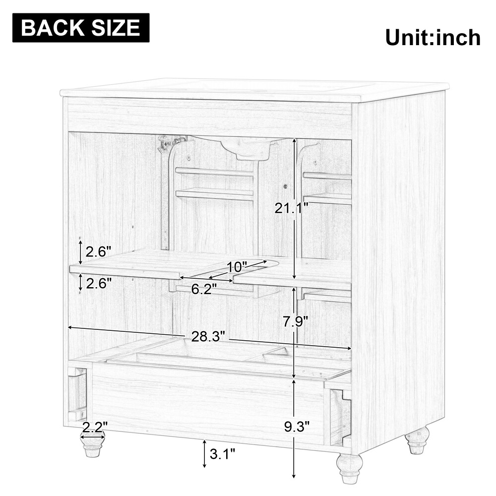 30"Multi-functional Bathroom Vanity with Sink Combo and Doors and Drawer Natural