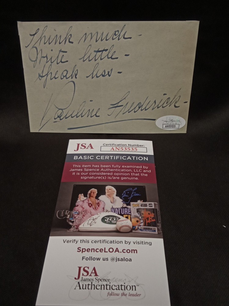 PAULINE FREDERICK Signed Cut JSA Inscribed -1 #