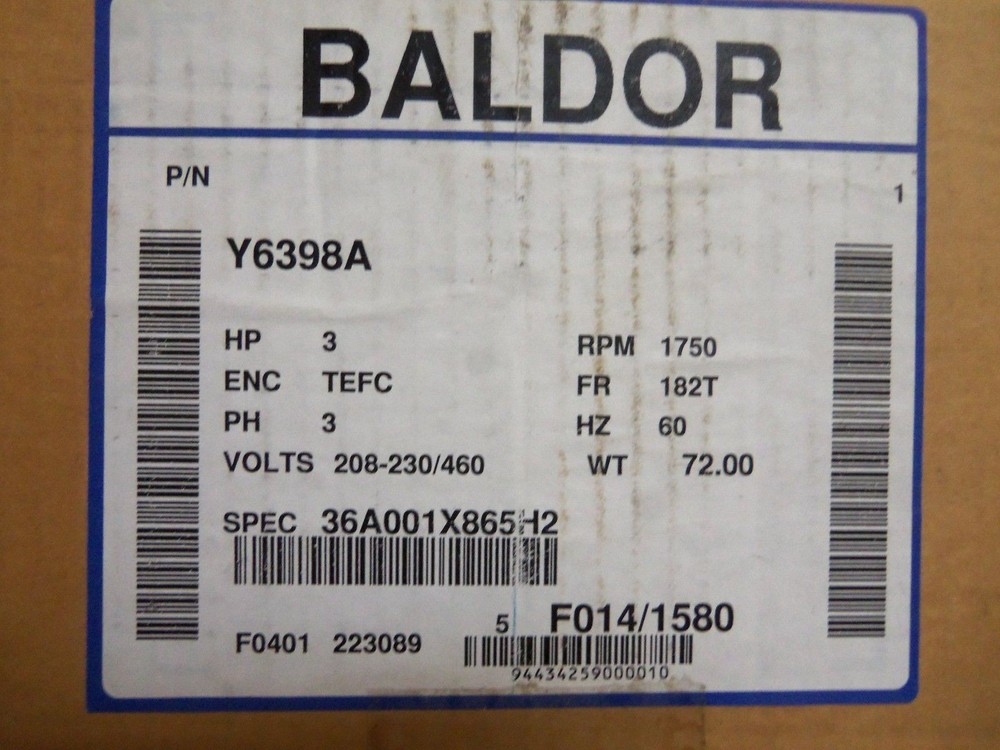 BALDOR Y6398A MOTOR NSMP
