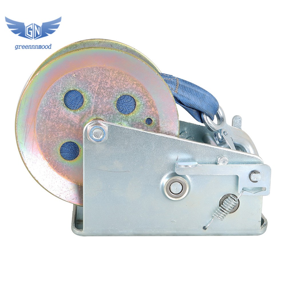 Heavy Duty Hand Winch 3200lbs Polyester Strap Manual Portable Crank Winch