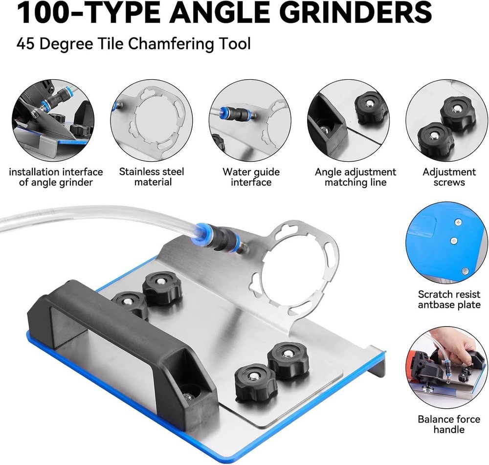 45 Degree Tile Chamfering Tool & Angle Grinder Stand, for 45° Tile Cutting & ...