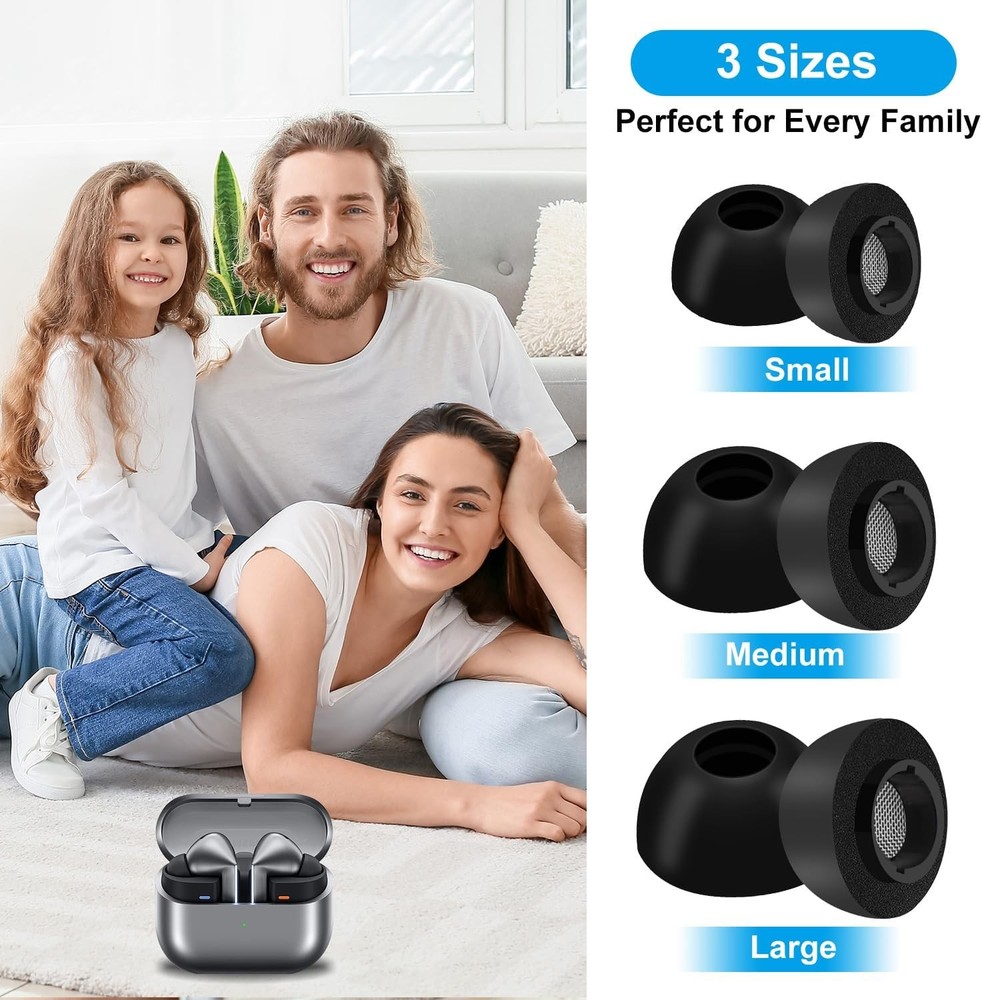 Replacement Foam Eartips for Galaxy Buds 3 Pro, Memory Tip with Black