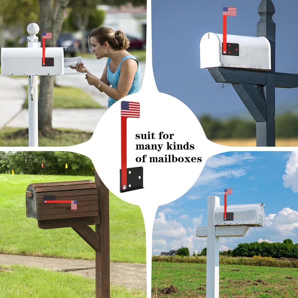 Mailbox Flag Replacement Kit Metal Red Flag Wood Wall Mailboxes Accessory