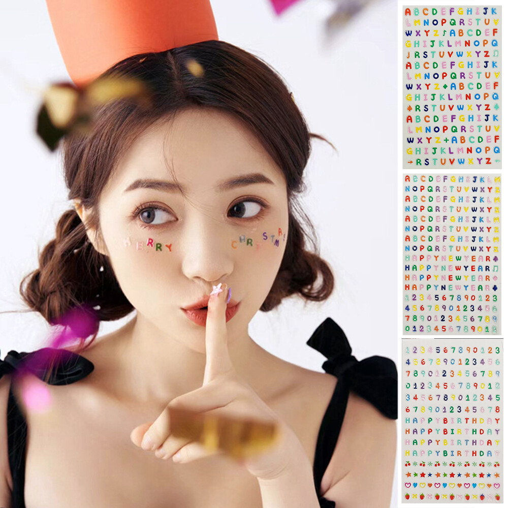 Face Sticker Face Art Makeup Alphanumeric Sticker Birthday Decor Self Adhesive