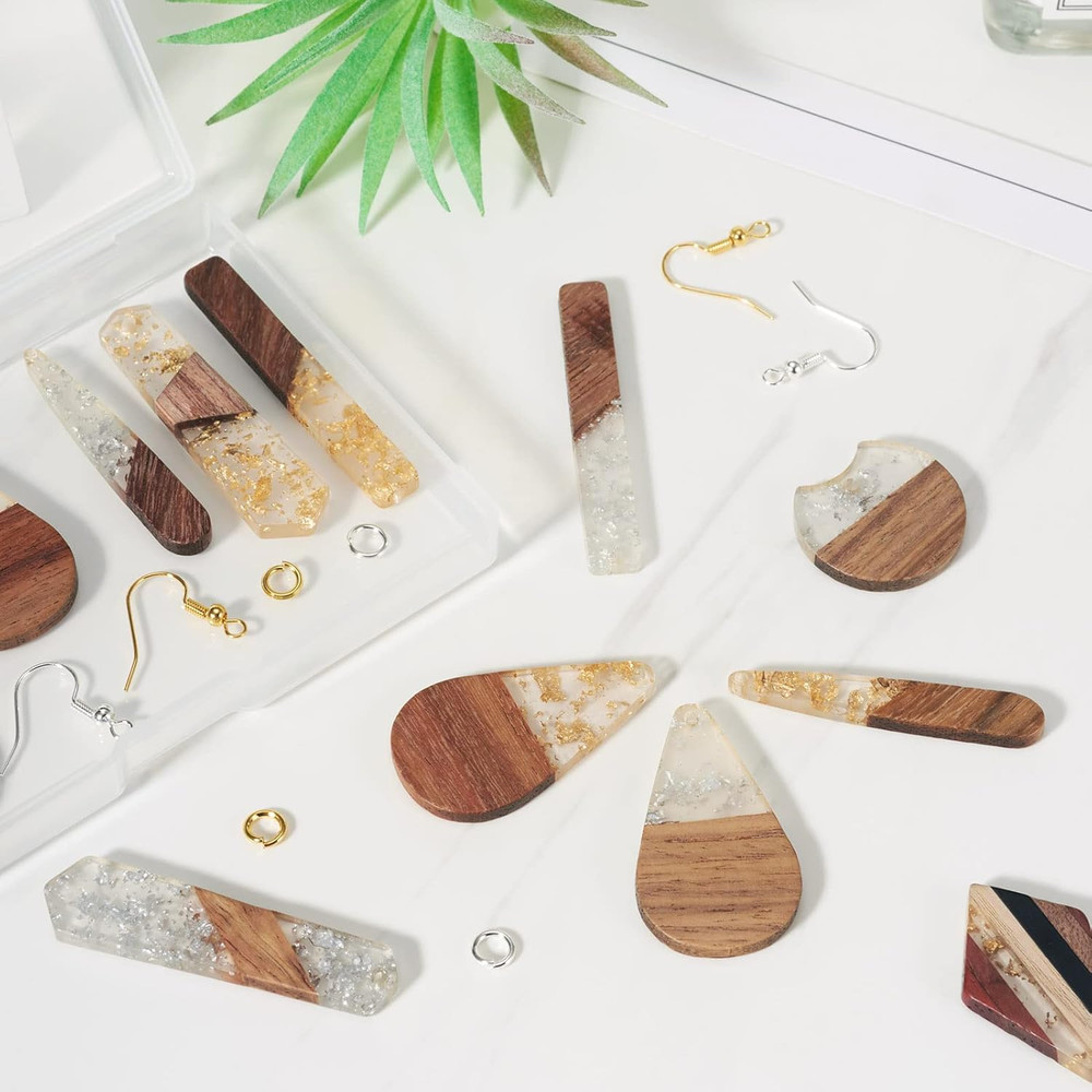 88Pcs/Box Dangle Earrings Making Kit with Teardrop Polygon Rectangle Rhombus Res