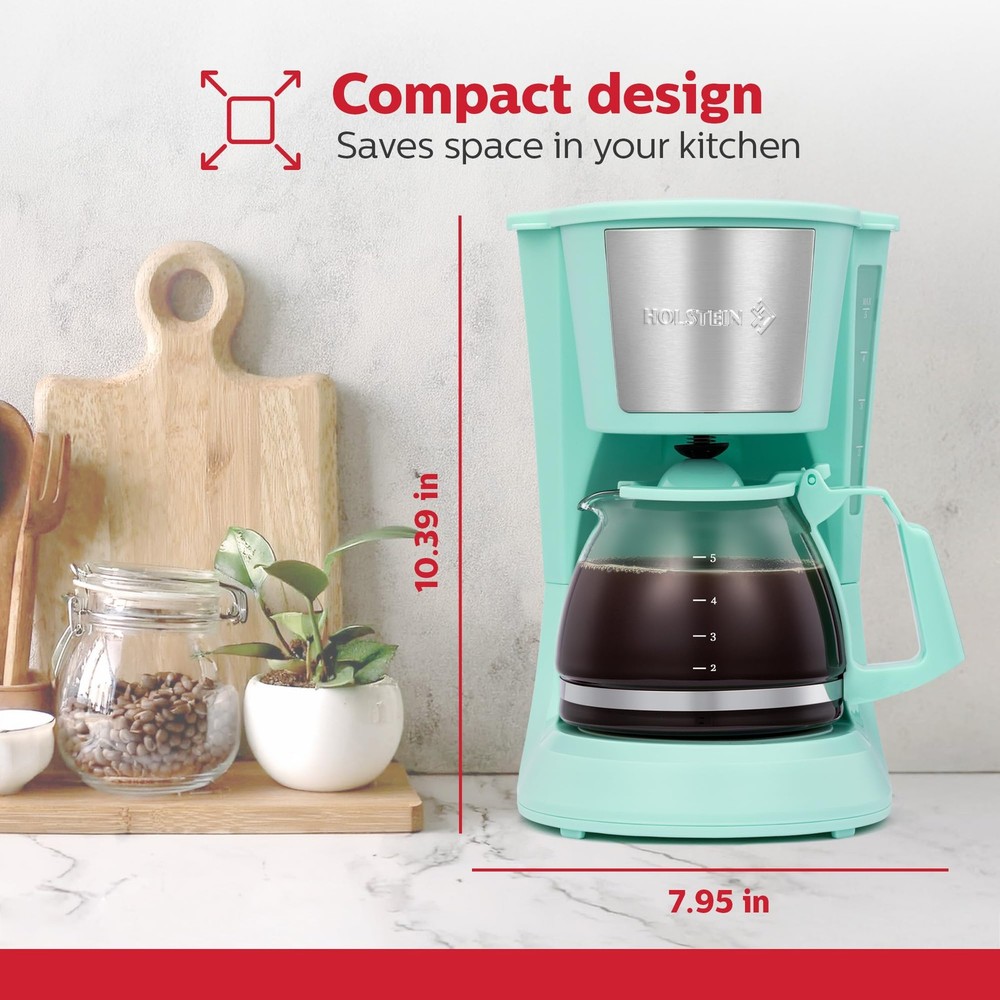5 Cup Drip Coffee Maker-Convenient and User Friendly with Permanent Filter,