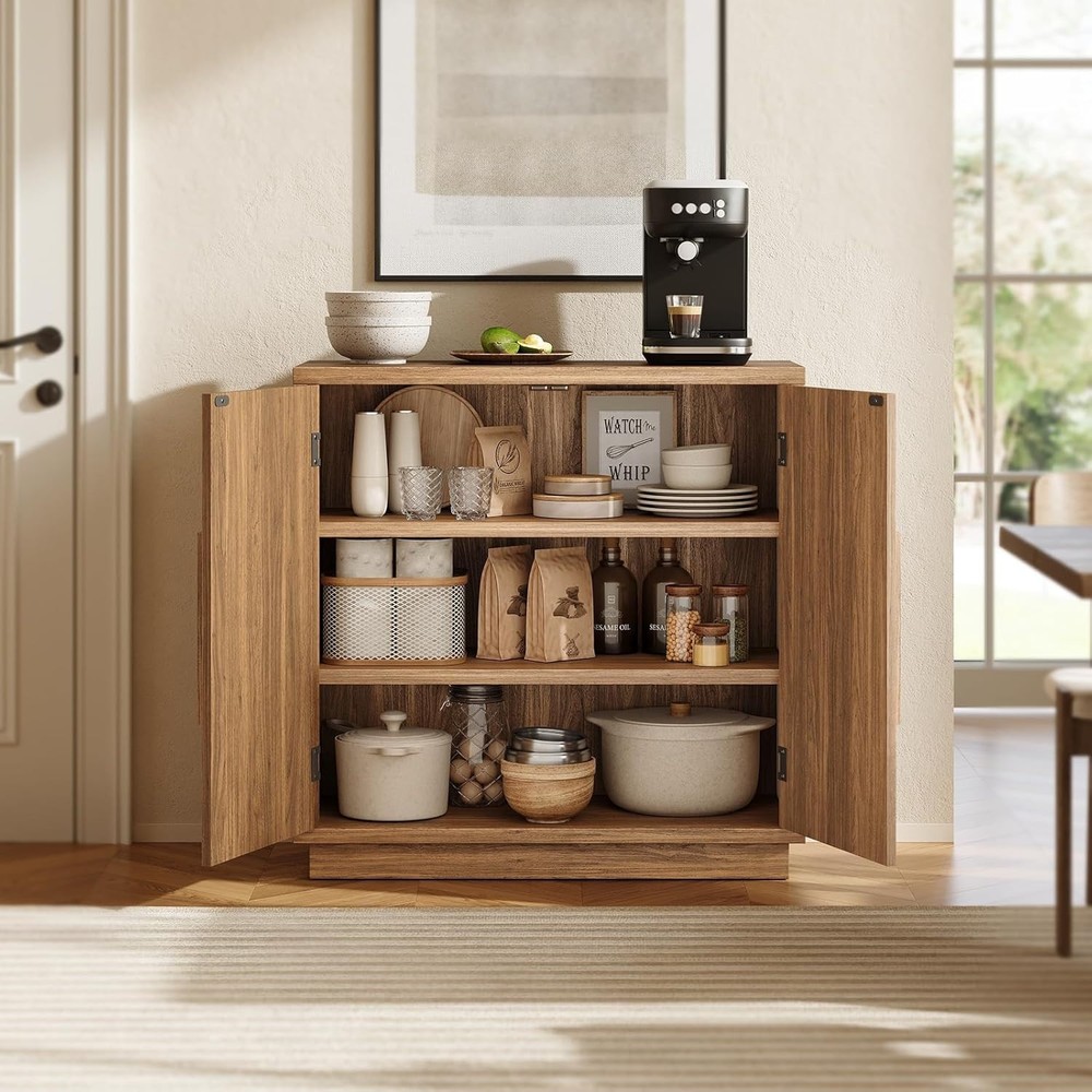 31.5'' Wood Sideboard Cabinet, Small Sideboard Buffet with Adjustable Shelf, Mod