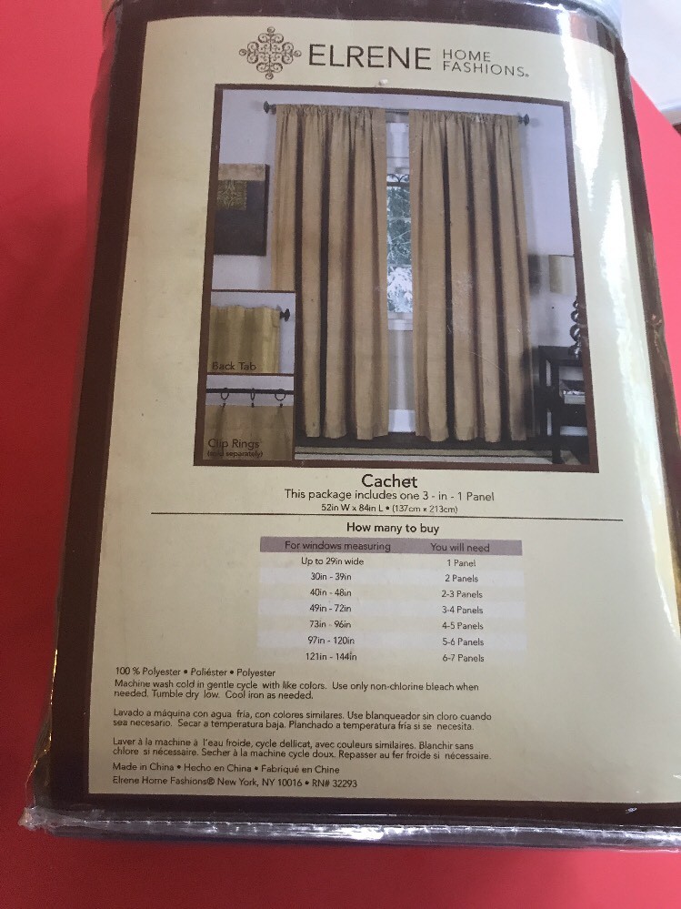 Elrene Cachet Faux Silk Window Panel BLUE 54"x 84" NEW