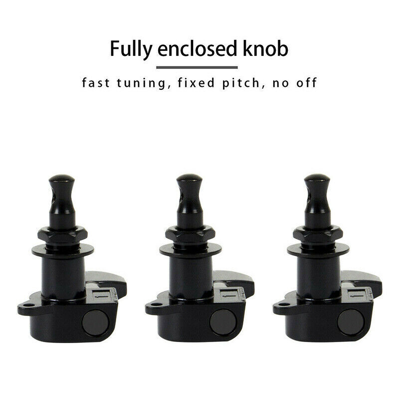 Black Enclosed Guitar String Tuning Peg Tuner Machine Head 6R Right Inline