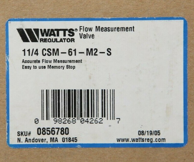 Watts Accurate Flow Measurement Valve 1-1/4" CSM-61S-M2-S 0856780